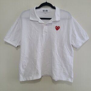 CDG Red Play Comme des Garçons Polo Shirt Women's Size XXL White